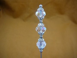 U-70-61 clear white crystal glass bead + silver tone hatpin Pin hat pins... - $191.21 MXN