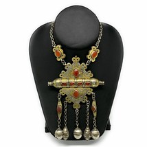 113.8g, 24&quot; Vintage Turkmen Necklace Gold-Gilded Silver Rare Pendant, B1... - £472.14 GBP