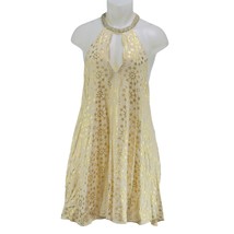 KIMCHI BLUE Women&#39;s Gold Star Halter Mini Rayon Dress Size M - $26.99