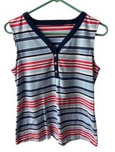 Croft &amp; Barrow Top Womens Size S Red White and Blue Striped Sleeveless Knit - £8.45 GBP