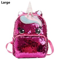 Cartoon Cute Backpack Girls Children&#39;s School Bags Sequins Unicorn Backpack Larg - £30.26 GBP