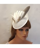 HAT FASCINATOR Vintage 40s 50s Hat WHITE Hat White Feather Hat Fascinato... - £38.25 GBP