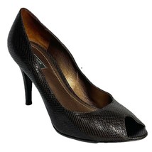ANN TAYLOR Womens Shoes Size 8.5M Brown Snake embossed Leather Heels Pumps - $35.99