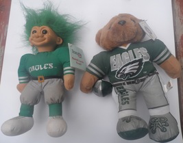 Philadelphia Eagles 2 Mascots Doll &amp; Troll Official Licensed NFL 1991 Collectibl - £19.87 GBP