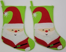 MM) Pair of 2 Santa Claus Felt Stockings Christmas Holiday Decorations - £7.95 GBP