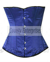 Bustier Full Steel Boned Halfbust Shaper Gothic Sexy Glamour Blue Satin Corset - £45.49 GBP