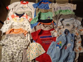 Lot of 25 pieces, boys 3-6 months clothing outfits. - $40.59
