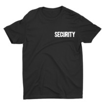 Premium Black Men&#39;s Security T-Shirt White Chest Back Print Ringspun Option - £10.38 GBP+