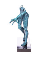 Exquisite Modern Bronze Sculpture Of An Abstract Female Nude With Green ... - $399.00