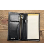 Vintage Travel Coat Wallet Black Genuine Leather Card Stamp Holder Note Pad - $34.60