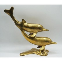 MCM Mid Century Brass Swimming Dolphins Large 12-1/2&quot; - $197.99