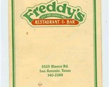 Freddy&#39;s Restaurant &amp; Bar Menu Blanco Road San Antonio Texas 1985 - £14.28 GBP