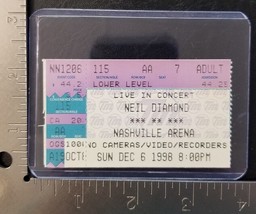 NEIL DIAMOND - VINTAGE DEC. 6, 1998 CONCERT TICKET STUB 2 - $185.64 MXN