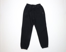 Vtg 90s LL Bean Womens Medium Faded Blank Fleece Cuffed Joggers Pants Black USA - £38.75 GBP