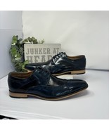 Stacy Adams Navy Blue Leather Lace Up Oxford Dress Shoes Mens 14M Two To... - $79.80