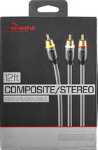 NEW Rocketfish 12&#39; Composite/Stereo A/V Cable Gray RF-G1203 for Home Theater - £8.83 GBP