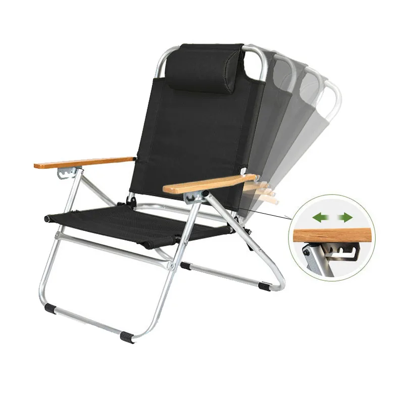 Camping Chairwith pillow Long Relaxation Chair 4-Step Angle Adjustable Portable - £148.22 GBP+