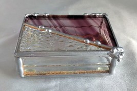 Purple Stained / Clear Glass Small Rectangular Trinket Box (3.25&quot; L) - £15.58 GBP