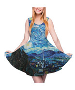 Woman Van Gogh Starry Night Sleeveless Skater Dress (Size XS to 5XL) - $532.20 MXN
