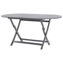 Outdoor Garden Patio Grey Wooden Folding Dining Table With Umbrella Hole Wood - £141.77 GBP+