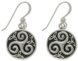 Jewelry Trends Sterling Silver Celtic Trinity Knot Spiral Round Dangle Earrings - £39.16 GBP