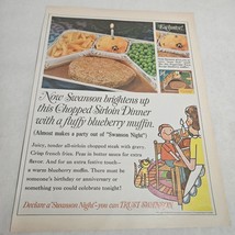 Swanson Dinner Mom with Candle in Dinner for son cat Vintage Print Ad 1967 - $9.98