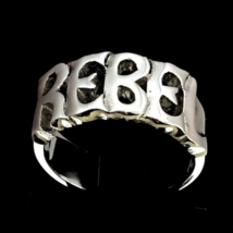 Sterling silver Letter ring Rebel one word bold letters high polished 925 silver - £39.32 GBP