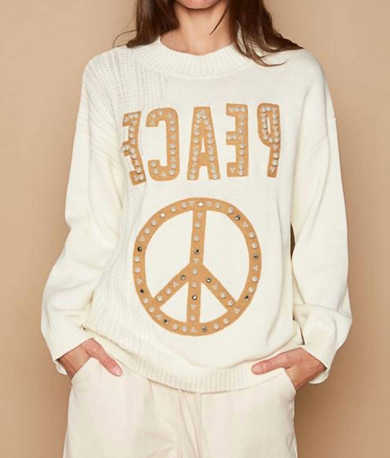 Pol peace pearl stud sweater CREAM - $41.00