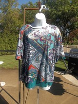 NWOT CHICOS TEAL PRINT 2PC TOP 1P - £15.95 GBP