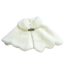 Off White Faux Fur Girls Size 0 Collar Shawl Short Cape Cinderella Metal... - $24.97