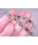 (pb8) Orange + Green AMBER .925 Sterling SILVER tennis link 7&quot; long BRAC... - $1,648.46 MXN