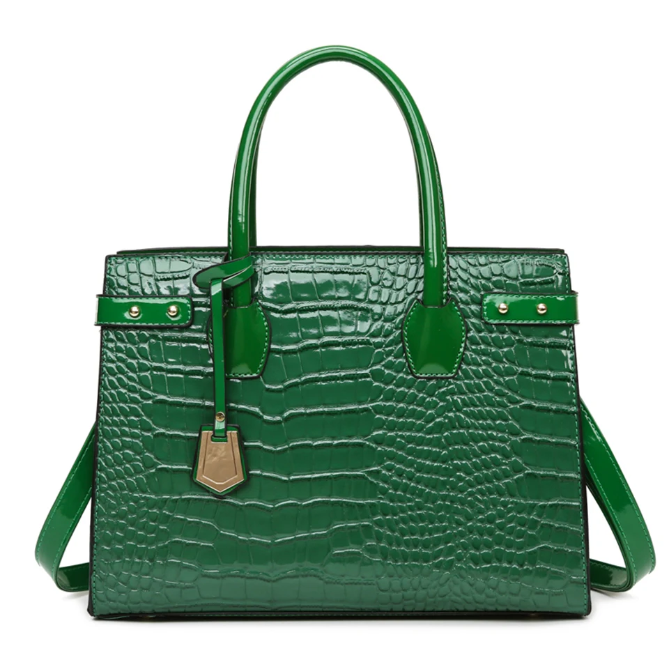 Pantent Leather Women Messenger Bags Crocodile  Crossbody Shoulder Hand bags For - £34.40 GBP