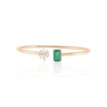 18K Gold Emerald Diamond Cuff Bracelet - £2,232.30 GBP