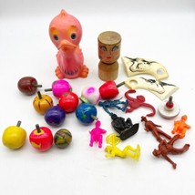 Vintage Toy Junk Drawer 70s 80s 90s Figures Wood Toppers Japan Cowboy Rubber - £15.84 GBP