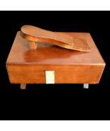 Vintage 90s  Wooden Shoe Shine Box Accessory Set - £29.77 GBP