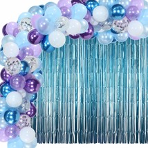 110 Pieces Winter Balloons Garland Arch Snowflake Confetti Balloons With 2 Metal - £22.13 GBP