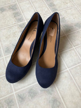 CL by Laundry Shoes Womans Suede 3&quot; Wedges Navy Blue    10 Med. - $23.05