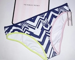 Victoria Secret Hippie Bikini Bas Zig Zag Blanc Encre Mate Bleu Marine G... - $12.77