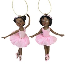 Kurt Adler Ornament African American Ballerinas in Pink Tutus Set of 2 Assorted - £14.05 GBP