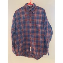 Savane Men&#39;s Plaid Button-Down Shirt M Long Sleeves Cotton Blend Blue/Red - $10.99