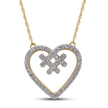 14K Yellow Gold Plated Silver 0.25Ct TDW Diamond Hashtag Heart Pendant Necklace - £135.88 GBP