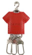 Keychain Red Leather Hawaii T-Shirt Over Metal Frame w/3 Friend Clips So... - £7.96 GBP