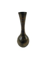 Traditional Indian Brass Etched Hand Tooled Crafted Floral Leafs Bud Vase Décor  - £17.30 GBP