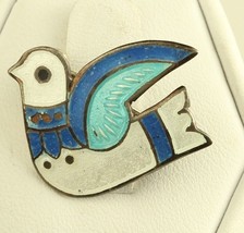 Sterling 925 TF - 32 Enamel Dove of Peach Animal Brooch Pin Made in Mexico - £43.42 GBP