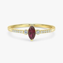 1.50 Ct Beautiful Marquise Simulated Ruby Engagement Ring 14K Yellow Gold Over - £71.94 GBP