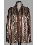 VTG Yves St. Clair Leopard Animal Print Semi-Sheer Gold Threading Blouse... - $504.01 MXN