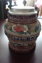 Original King Hand Painted Lidded Stein, Germany, &quot;Unserem Papa&quot; -Our Papa - £59.35 GBP