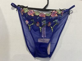 Savage X Fenty EMBROIDERED STRING BIKINI Panty Purple Size LARGE NWT - $8.99