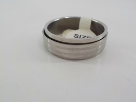 Mens Spinner Fidget Ring Size 12 Stainless Steel Classic Parallel Lines Jewelry - $14.99