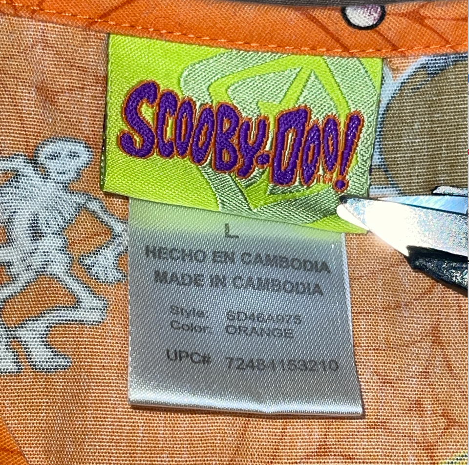 Scooby Doo Scrub Top Sz Large Orange Halloween Candy Pumpkin Skeleton Spider Web Item image 11